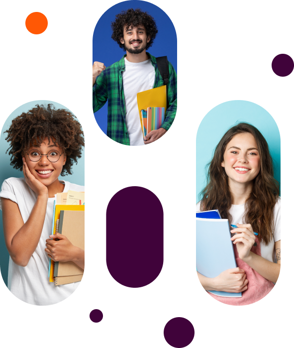 Grupo de estudantes felizes